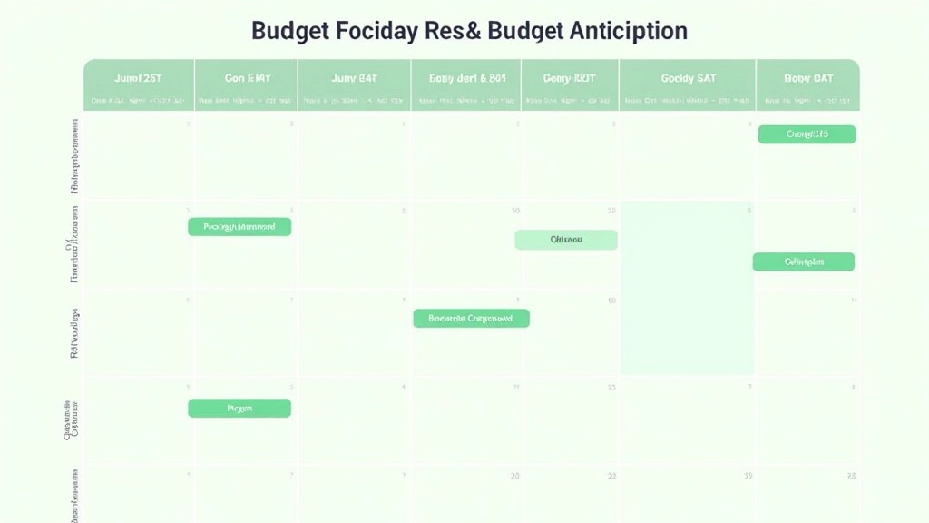 Calendrier montrant les périodes de réservation anticipée avec des réductions affichées en vert
