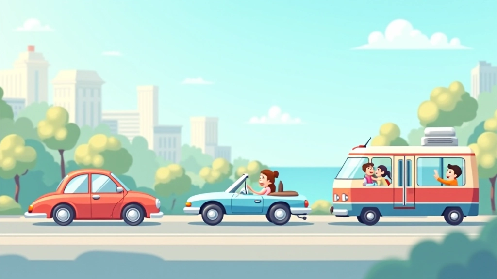 Différents modes de transport : voiture, train et avion, illustration de comparaison