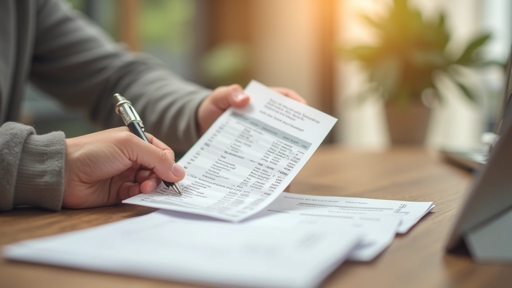 Reçus et tickets d'achats étalés sur un bureau pour vérifier les dépenses