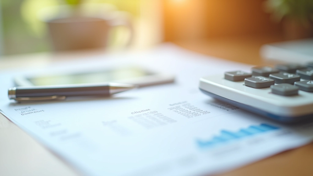 Feuille de calcul de budget vacances avec calculatrice sur un bureau